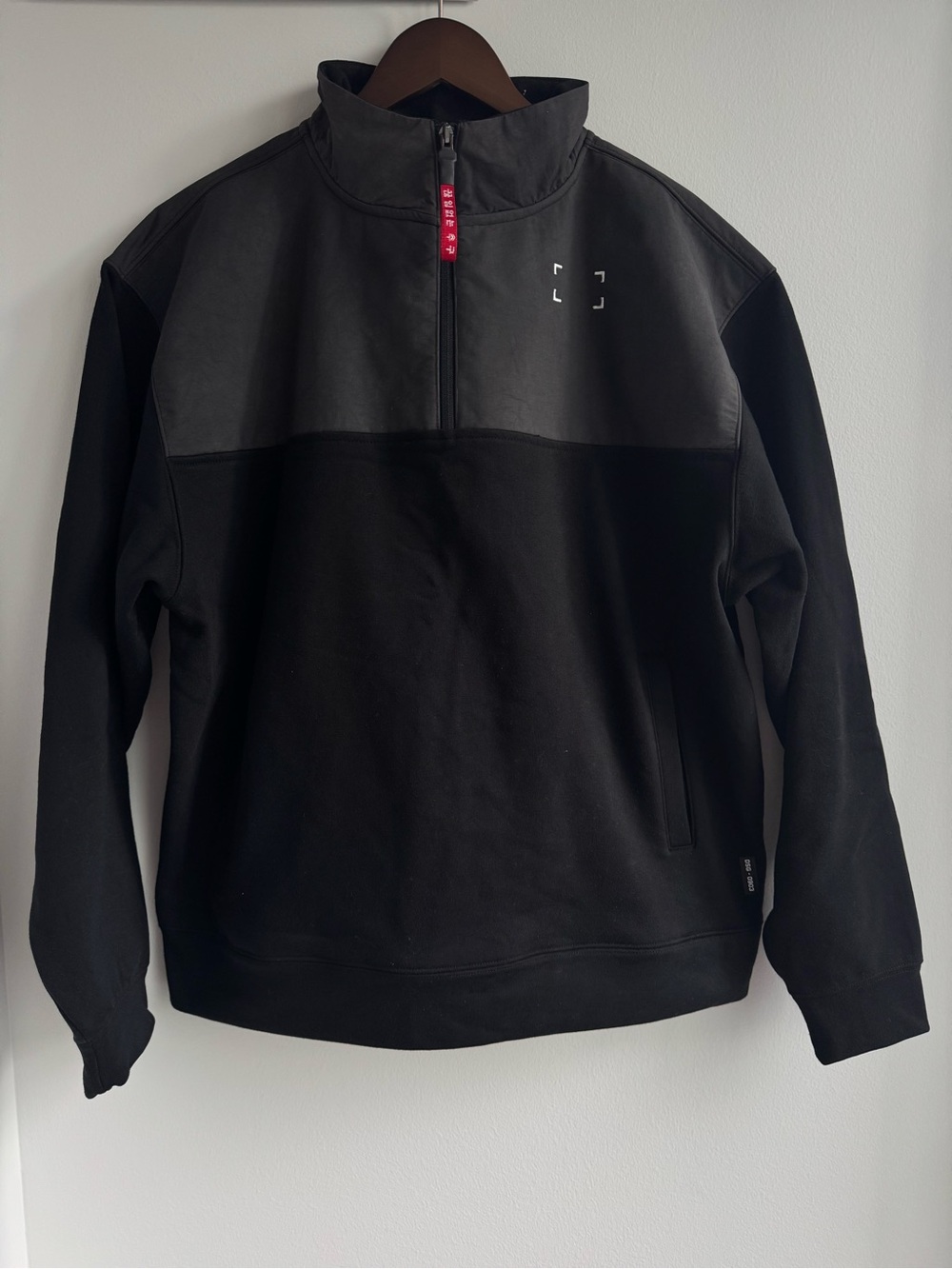 ASRV Tech-Terry Paneled Quarter Zip Pullover in Black - Picture 3 of 5